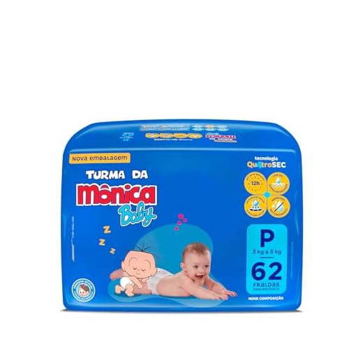 Fralda Turma da Monica Baby Mega P 62 Unidades, Turma da Mônica Baby, Azul, P
