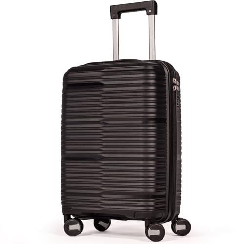 Mala De Bordo 10Kg Polipropileno Medidas 55x35x25 Padrão Anac Mala De Viagem Pequena De Mão 4 Rodas Duplas 360° Cadeado Segredo Zíper Antifurto Rígida Leve (PRETO, PEQUENA)