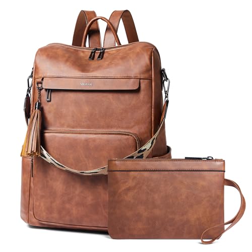 Image of Shrrie Vegan Leather Laptop Backpack for Women 15.6 inch Work Backpack Fashion Travel Backpack Purse for Travel College Work