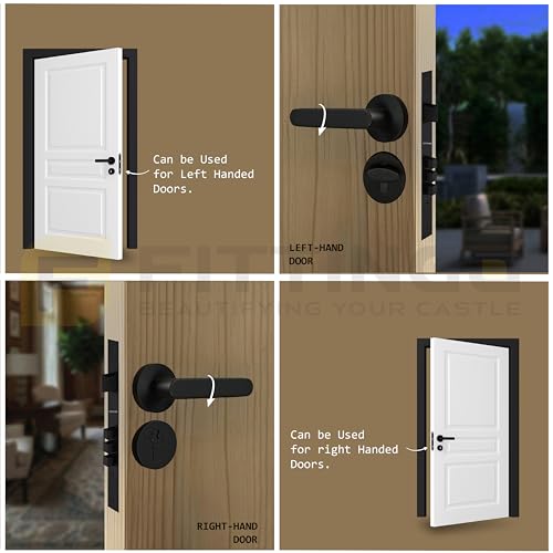 Image of Vigo Mortise Door Handle Lock Set - Premium Zinc Alloy Handle with Heavy-Duty Brass Lock Body & Cylinder | Black Finish | 3 Years Warranty | for Home, Office & Hotel Doors