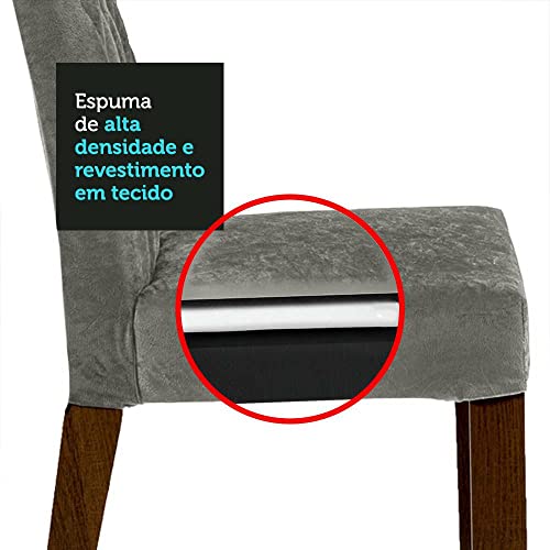 Conjunto Sala de Jantar Mesa Tampo de Vidro 6 Cadeiras Rustic/preto/silver Geórgia Madesa