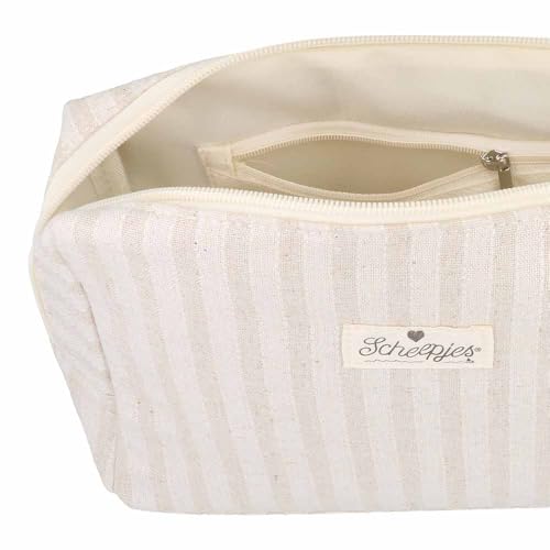 Scheepjes - Scheepjes Weiß/Beige (24x16x8cm) Gestreift Handlich Projekt Tasche mit Reißverschluss - 1 Stück – Bild 3
