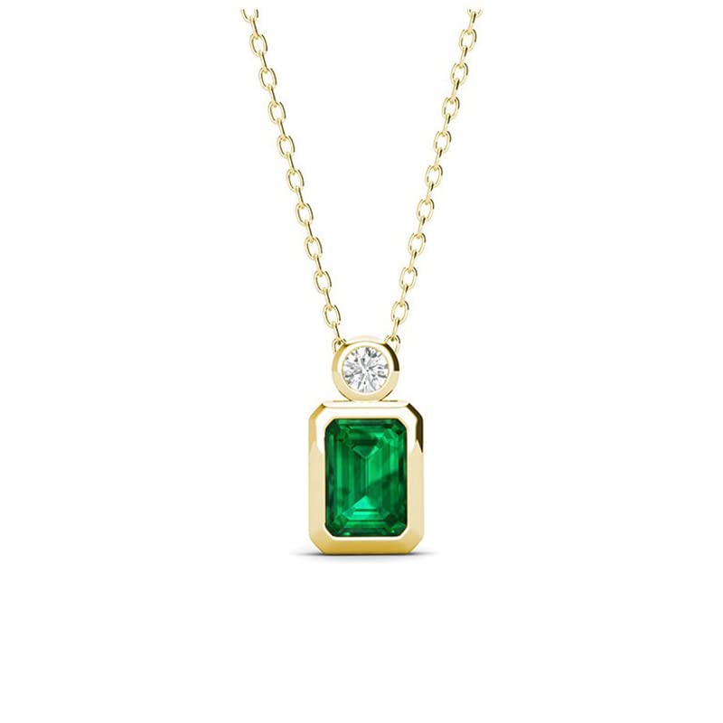 Collier émeraude argent s925 le cadeau d'anniversaire géométrique idéal