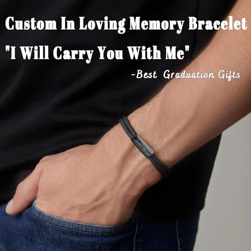 Custom In Loving Memorys Bracelet "I Will Carry You With Me" Personalized Engraved Memorial Bracelet, Custom Men Rope Bracelets, Personalized Name Braided Rope Paracord Bracelets for Men & Women3