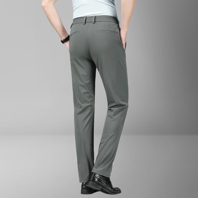 Men's Summer Thin Ice Silk Drape Straight Loose Business Casual Pants4