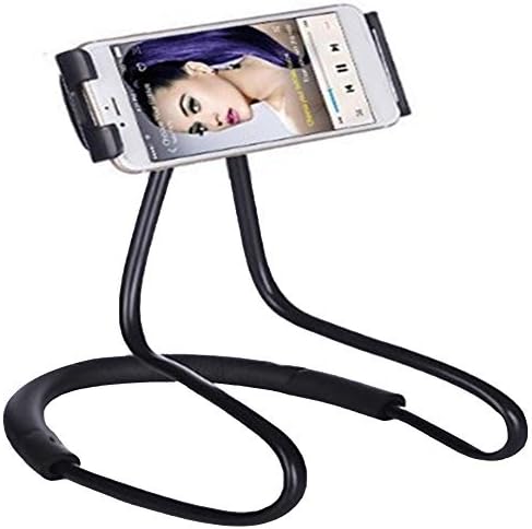 Flexible Long Arms Stand Clip Holder,Hanging on Neck Universal Mobile Phone Stand Lounger's Bracket for Mobile Phone Tablet PC Desktop(Black)