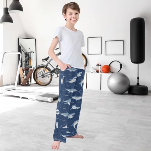 Boy's Pants Funny Shark Animal Big Mouth Jogger Pants Elastic Waist Long Bottoms Trousers with Pockets 6-14 Years 6