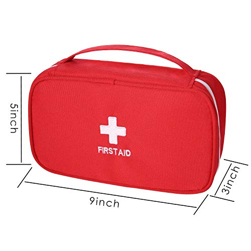 Image of First Aid Bags Empty, Portable Travel Medicine Bag for Camping Hiking Vehicle Motorcycle, Empty First Aid Bag for Home Emergency (2 Packs Red)