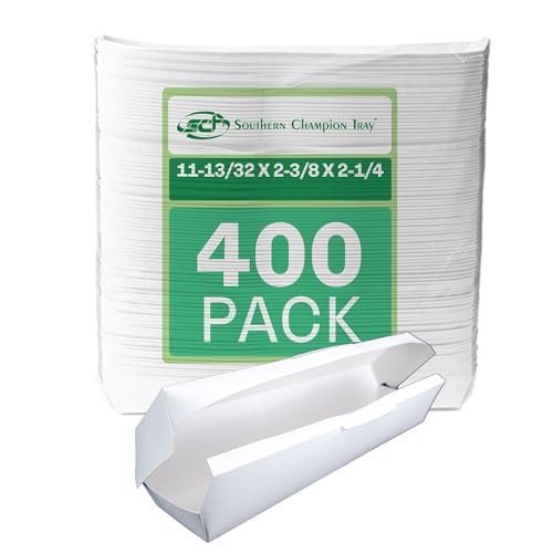 Southern Champion Tray 0717 Paperboard Foot Long Hot Dog Clamshell Container, 11-3/8" Length x 2-3/8" Width x 2-1/4" Height, White (Pack of 400)
