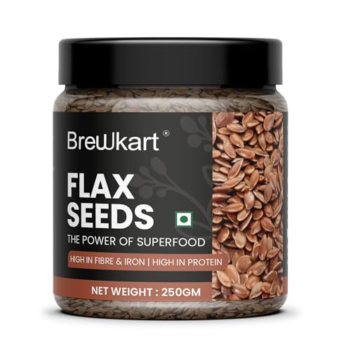 Image of Brewkart Flax Seeds - Alsi Seeds 250 gm | Flax Seeds for Hair Growth | Raw Seeds for Eating | Source of Iron & Dietary Fibre | Rich in Protein