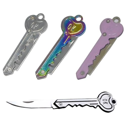 Coltello pieghevole, Multiuso Portatile Coltellino Pieghevole,Coltellino Pieghevole tascabile piccolo con moschettone, coltello da campeggio all'aperto (3 pezzi)