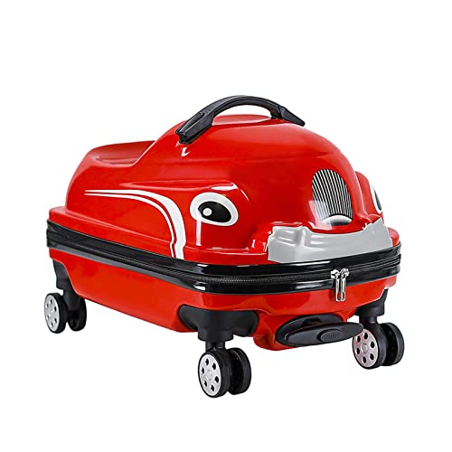 18-Inch Children's Riding Suitcase Portable Universal Wheel Luggage Waterproof Unisex Boy Girl Trolley Case(Color:red), Size