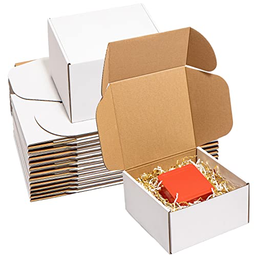 Wowxyz 8x8x4" White Corrugated Shipping Boxes (25 Pack)