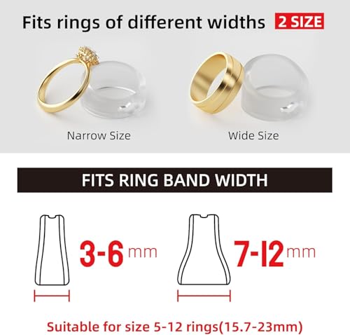 Omilly Silicone Wedding Ring Protector for Gym & Working Out - Ring Band Guards for Men & Women - 3-12mm Width, 2 Sizes, 6-Pack - Non-Slip, Comfort Fit3