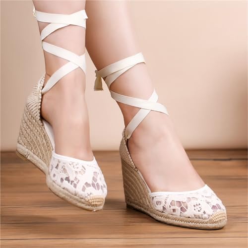 Wedges Sandals For Women Classic Soft Ankle-tie Lace Up Espadrilles Shoes Casual2