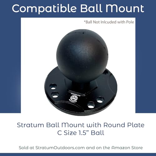 Image of Transducer Pole with Ball Mount Adapter (Ball Not Included), RAM Ball Boat Mount, Adjustable 30 inch-60 inch Telescoping Pole for Livescope LVS34, LVS32, Mega Live 1 & 2, Active Target 1 & 2