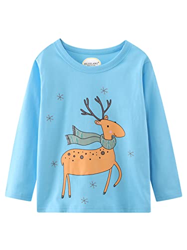 Image of Girl Long Sleeve Shirts Christams Tops Tees Cotton Casual Stripe Crewneck Graphic Jersey Tunic T-Shirts 3 Packs Sets