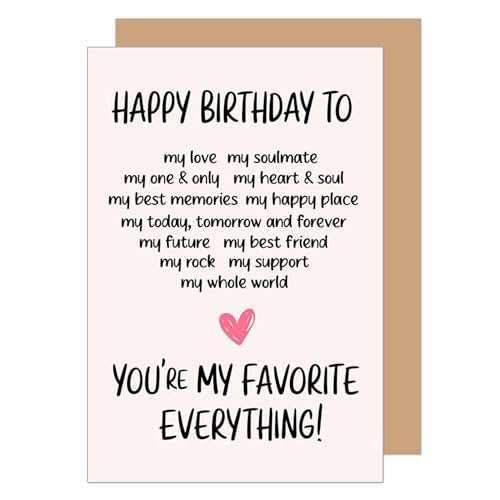 Edition Seidel Premium Birthday Card with Envelope Greeting Happy Birthday for Him or Her Husband Wife Fiancé Boyfriend Girlfriend Lovely Quote (G3654 SW024)