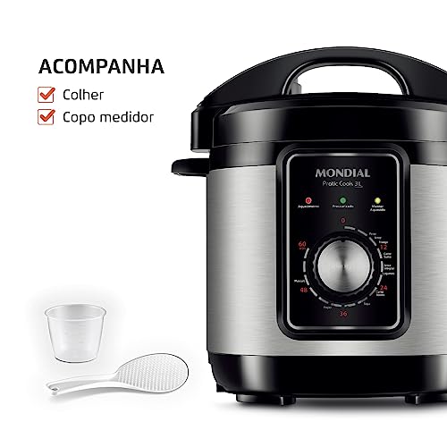 Panela de Pressão Elétrica Mondial, Pratic Cook 3L, 220V, Preto, 700W - PE-47-3L-I