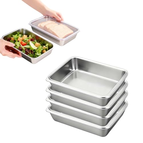 4 Pcs Stainless Steel Containers With Lids Set Stainless Steel Food Containers With Lids Durable Household Meal Prep Container For Meal Prep Fridge Storage And Kitchen Organization