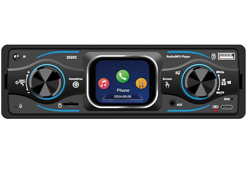 Single Din Car Radio, 2.17” Touchscreen Car Stereo with Bluetooth 6.0, FM Radio, USB/TF Support, 180W Amplifier, AUX Output, Type-C Charging, Car Audio & Video,