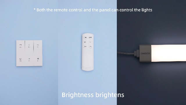 Image of LED Tube Light Fixture with Plug Under Cabinet Lighting Dimming and Color With Remote wireless wall switch 36 inch 25W 2500LM 3000-6500K adjustable LED Tube Light Fixture for Cabinet Closet Office