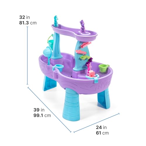 Image of Step2 Rain Showers and Unicorns Water Table for Kids, Toddler Outdoor Sensory Play Table, 13 Accessories, Pink, Ages 18 Months+