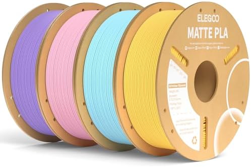 ELEGOO Matte PLA Filament 1.75mm Gelb Eisblau Sakura Rosa Lavendel Lila 4KG | Sauber gewickeltes Filament, Einfach zu Bedienen, 1kg Kartonspule (2.2lbs) PLA Matte Filament für Meis