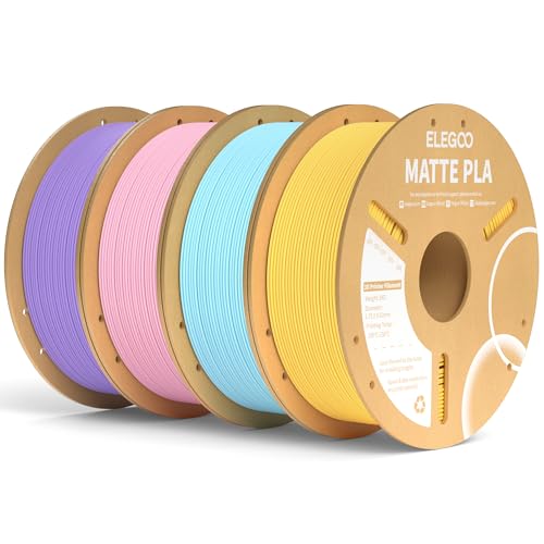 ELEGOO Matte PLA Filament Sonnenschein Gelb Eisblau Sakura Rosa Lavendel Lila 4KG, 1.75mm 3D Drucker Filament Maßgenauigkeit +/- 0.02mm, 4 Stück 1kg Kartonspule (2.2lbs)