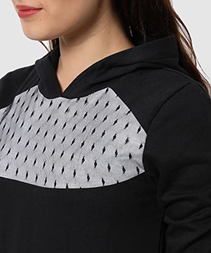 Image of PINACOLADA Women's Colorblock Sweatshirt with Ribbed Hem for Casual Wear | Low-High Neck | Long Sleeve | Button Closure | Cotton Sweatshirt Crafted with Comfort Fit for Everyday Wear