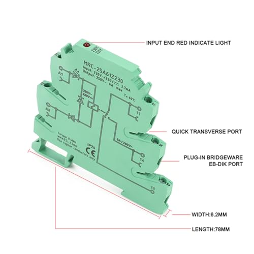Relais d'interface PLC ultra-mince avec module de contact électromagnétique 230V - 6
