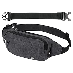 WATERFLY Fanny Pack Waist Bag: Small Hip Pouch Bum Bag Fannie Pack Phanny Fannypack Waistpack Bumbag Beltbag Sport Slim Fashionable for Jogging Hiking Hiker Woman Man Grey