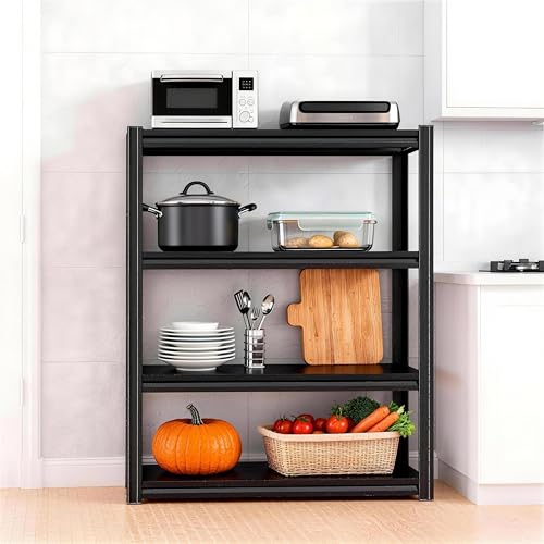 Image of Kitchen Baker's Rack, 4-Tier Metal Rack with Solid Shelves, Microwave Stand Storage Organizer for Kitchen or Dining Room - 39.4 inch W x 15.7 inch D x 54.3 inch H