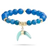 Achat Armband - Atural Achat Facettiertes Schmuckarmband Personalisiertes Horn Anhänger Perlenarmband Armreifen 8Mm Armband Für Frauen Männer Yoga Armbänder Schmuck Geschenk,Wie Abgebildet,19Cm