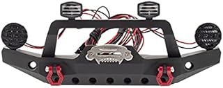 Treehobby Aluminium Alloy Anti-Collision Front/Rear Bumper Protective Bar with LED Lights Compatible with Axial SCX10 90046 TRX-4 SCX10 iii AX103007 1/10 RC Crawler Car Upgrade Parts (Front Bumper)