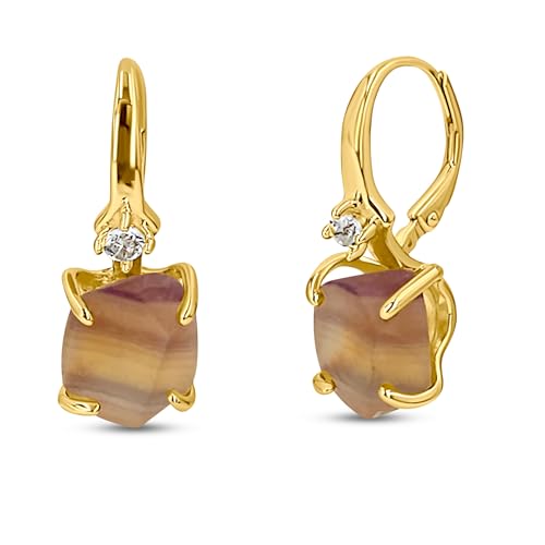 Real Raw Crystal Drop Earrings Real Gold Birthstone gift for her Anniversary Christmas Mothers day Birthday Gift, Uniquelan Jewelry