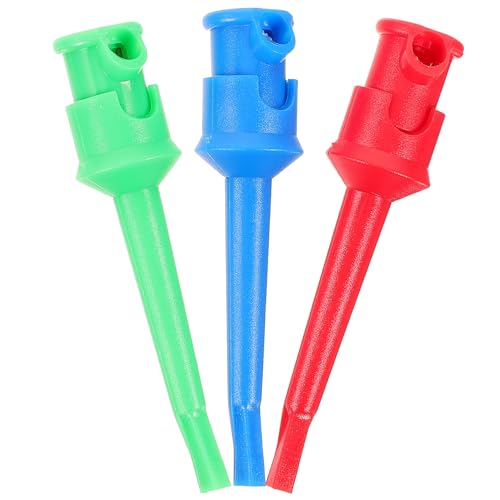 NOLITOY 3個 マルチメーター対応テストフッククリップ 耐久性あるスプリング式クリップグラバー 路検査用絶縁プラスチックカバー付テスト