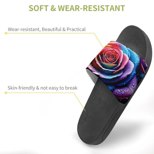 Rainbow Rose Funny House Sandals Non Slip Shower Slippers Quick Drying Bathroom Shoes for Women Men3