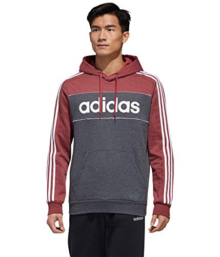 adidas mens Essentials Hooded Sweatshirt Red/Dark Grey/White XX-Large