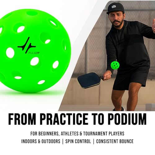 Image of PulseITRally Outdoor Pickleball Balls Set of 6 | 40 Precision Holes, Stable True Flight & Consistent Bounce | Durable High Visibility Pickle Balls for Training, Practice & Competition | Green