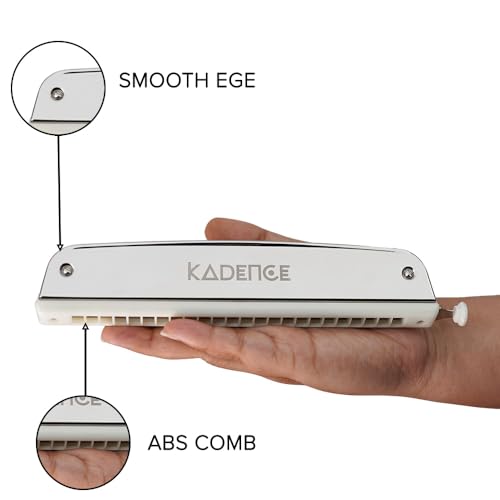 Image of Kadence SC24 Touring Series 24-Hole Chromatic Harmonica (Mouth Organ) | C Major | ABS Comb with Brass Reed Plates & Stainless Steel Coverplates | Includes Fiber Case | Chrome