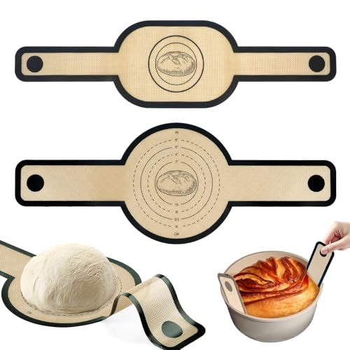 2 Stück Brotschlinge mit Langen Griffen, Silikon Backmatte für Dutch Oven, Wiederverwendbare Backmatte Brot für Brotbacken Teig Backofen