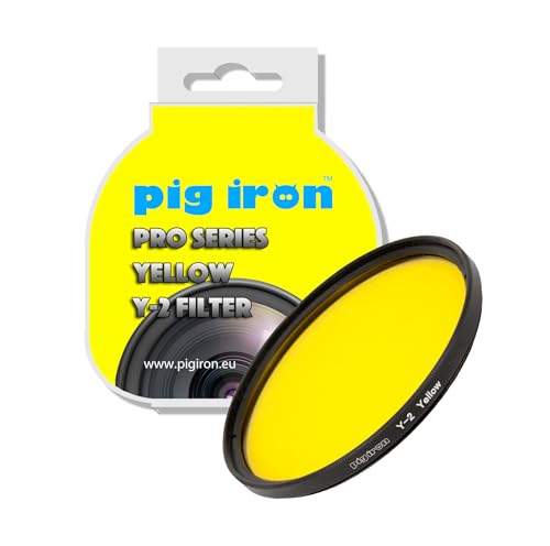 Pig Iron Filtro giallo Y2 Pro. Booster a contrasto per fotografia in bianco e nero. Filtro obiettivo fotocamera effetti speciali. (46 mm)
