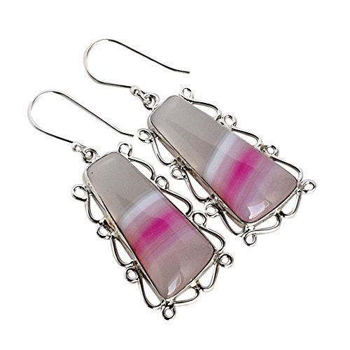 Boucles d'oreilles rose en argent 925 et agate pour look bohème chic
