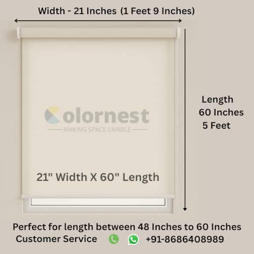 Image of 100% Blackout Roller Blinds for Windows 21 Inch W X 60 Inch L Roll-Up Shades Sun UV Protection for Home & Office, Soft Grey| Heavy Duty in 38 MM Pole