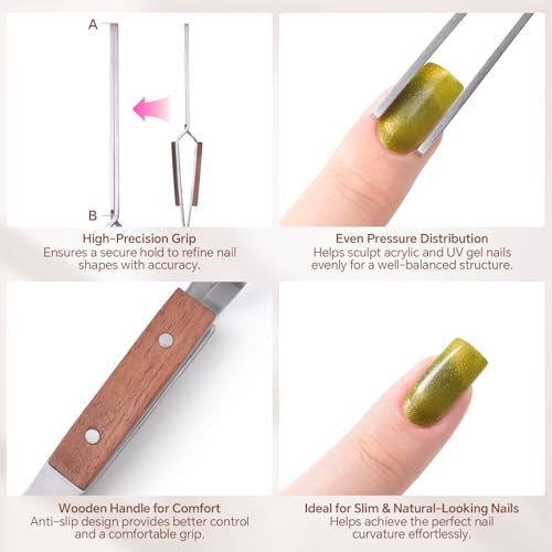 Pinza de acero y madera para manicura y arte de uñas miniatura 4