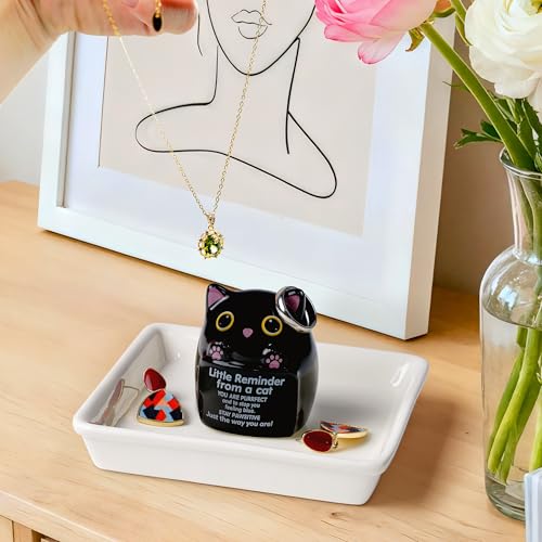 Image of PUDDING CABIN Cat Gifts for Women Ring Holder for Jewelry, Spiritual Encouragement Gifts for Women Mom Friend Sister, Gifts for Black Cats Lovers, Birthday Mothers Day Christmas & Wedding