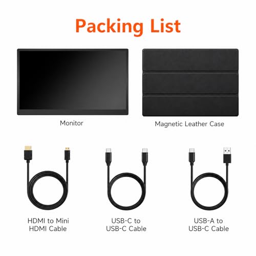 Image of Riitek15.6 Inch Portable Touchscreen Monitor Full HD 1920x1080 IPS Display USB-C & Mini HDMI External Travel Monitor with Dual Speakers Slim Lightweight Screen with Protective Case for Laptop & Phone