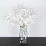 NOLAST Artificial Flowers Faux Silver Dollar Eucalyptus Stems Fake Plant for Vase Home Wedding Decor 3pcs (White)