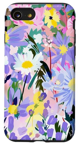 iPhone SE (2020) / 7 / 8 Vibrant Wildflower Meadow Pattern Bold Floral Purple Yellow Case